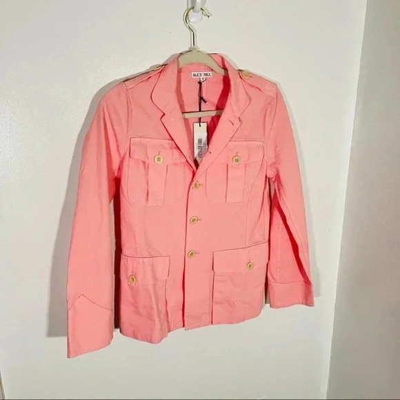 NWT Alex Mill Officer Cotton Jacket in Pastel Pink Button Front - Picture 9 of 9